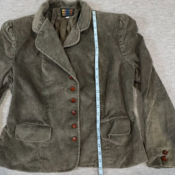 Vintage Brite N Sassy Blazer Jacket Womens 13/14 Olive Green Gray Corduroy Lined - Picture 14 of 16